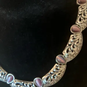 Avon NA Silver and Purple Ornate Necklace thumbnail 2