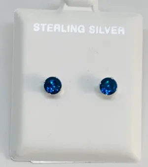 Sterling Silver 925 women girl birthstone stud earrings ❤️ 5mm Birthstone ❤️ aretes de mujer 5mm zirconia ta thumbnail 1