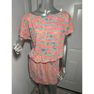 Lilly Pulitzer Cotton Carmine Dress Make a Splash Striped Floral Womens Medium thumbnail 8