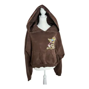 Boys Lie Good Vibes Good Luck Angel Hoodie Brown Oversized One Size thumbnail 2