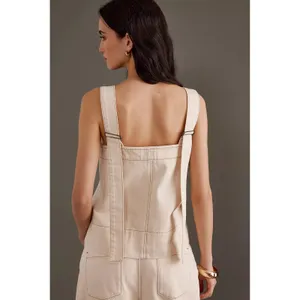Aligne Meadow Ecru Organic Cotton Denim Pinafore Top Tan Beige Sz US 4 UK 8 thumbnail 7