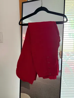 High-Rise Wide-Leg Pants in Red thumbnail 3