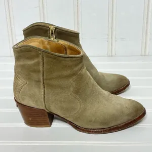 Zadig & Voltaire Molly Khaki Suede Wing Ankle Boots Spain 36 Western Block Heel thumbnail 13