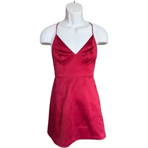 Womens Express Red Racerback Structured Sleeveless Party Fit + Flare Dress Sz 0 thumbnail 3