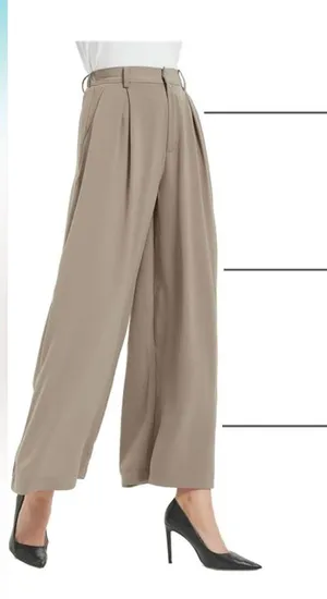 NWT Tranjori Mocha Tan High Waist Wide-Leg Pants Trousers Office Neutral Casual thumbnail 7