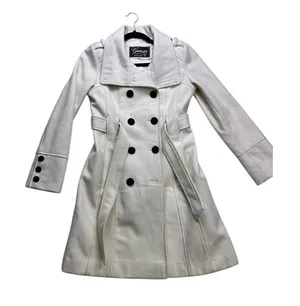 Guess Wool Blend Peacoat Womens Small Cream Double Breasted‎ Belted thumbnail 1