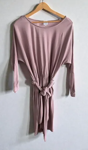 Halston Heritage Mauve Pink Long Sleeve Tie-Waist‎ Dress thumbnail 1