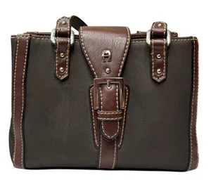 Vintage Etienne Aigner Mini Satchel Brown Leather Trim Canvas Shoulder Purse thumbnail 1
