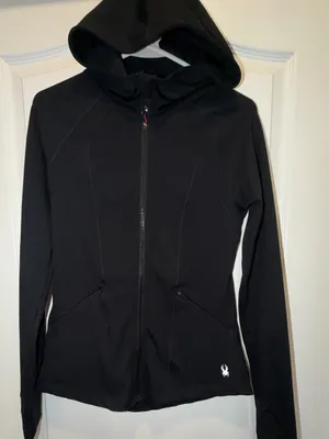 Spyder Black Hooded Softshell Zip Jacket thumbnail 1