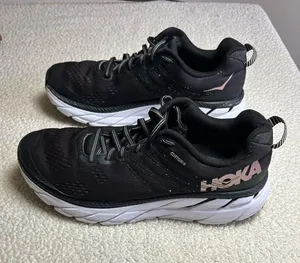 Hoka Black Running Shoes with Pale Pink Logo women’s size 8.5 thumbnail 1