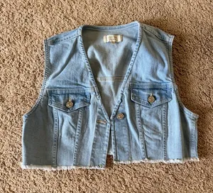 Love Tree Light Blue Cropped Denim Vest thumbnail 1