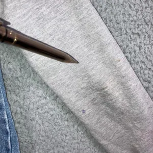 Mixed Media Denim Jacket Women S Blue Distressed Hooded Grunge Punk‎ y2k Stained thumbnail 9