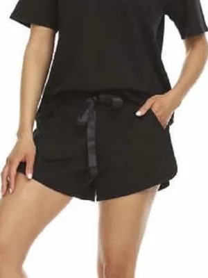 FN by Flora Nikrooz Black Lounge Shorts with Satin Drawstring Tie size S thumbnail 1