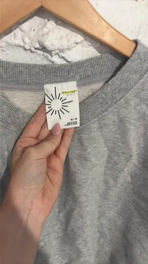 OFFLINE by Aerie Cropped Sweatshirt Grey M thumbnail 2