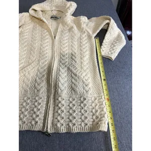 Aran Crafts Women's Sz S Cream Hooded Cardigan 100% Merino Wool Ireland thumbnail 3