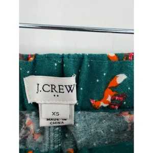 J.Crew Pajama Pants Women XS Green Excellent Flannel Fox Print F8320 thumbnail 3