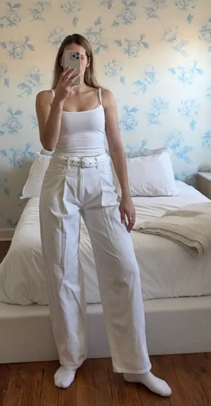 AGOLDE Jeans High-Rise White Wide Leg With Belt thumbnail 1
