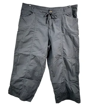 Fresh Produce Charcoal Gray Cotton Blend Drawstring Capri Pants‎ XL Utility Crop thumbnail 1
