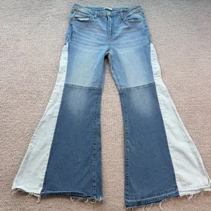 SO Goods for Life Women Patchwork Flare Jeans Blue Multi Colorblock Size 15 32W thumbnail 1