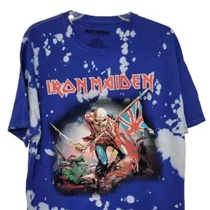 Iron Maiden Vintage Style Graphic Artwork Tye Dye Short Sleeve Shirt XL Blue thumbnail 3
