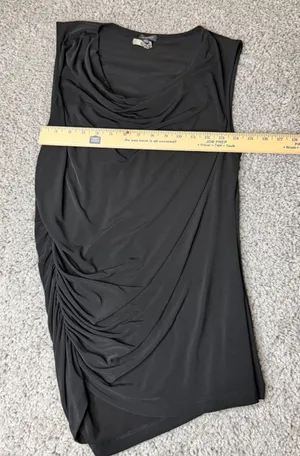 Nine West Black Cowl Neck Ruched Sleeveless Blouse Top Large thumbnail 1
