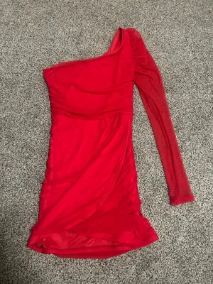 Lucy in the Sky Red Mini Dress One-Shoulder thumbnail 3