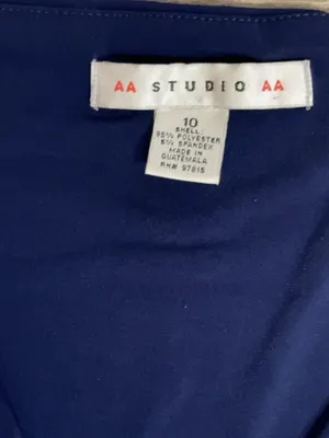 AA Studio Navy Blue Purple Undertone Ruched Midi Dress Size 10 thumbnail 5
