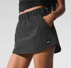 Alo Yoga Pinstripe Daylight Mini Skirt Black/Titanium XXS thumbnail 1