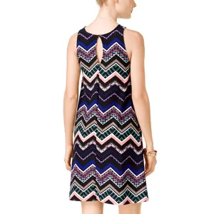 NWT Planet Gold Juniors Knit Sleeveless Printed Trapeze Dress Black Combo M thumbnail 2