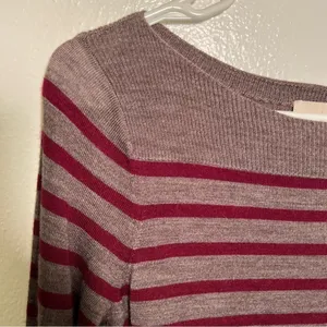 Loft‎ Boatneck Tunic Sweater Brown PInk Stripes thumbnail 5