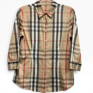 Burberry London Archive Nova Check Button Front‎ Shirt Womens M Cotton Stretch thumbnail 1