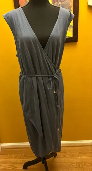 A New Day Steel Blue/Gray Wrap Jersey Dress Size XL thumbnail 1