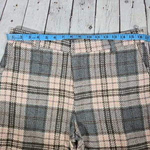 AREA STARS Plaid Wide Leg Pants Trousers Womens‎ Large Pink Grey Flannel Blend thumbnail 9