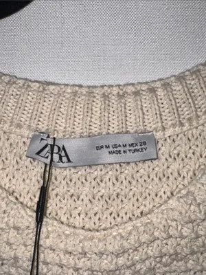 ZARA Cream and Burgundy Striped Knit Sleeveless Vest thumbnail 3
