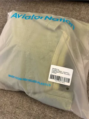 Aviator Nation Classic Stripe Cropped CREW Sweatshirt RELAXED NWT Large thumbnail 6