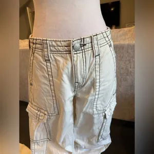 True Religion Cream Cargo Pants with Stitch Detailing thumbnail 3