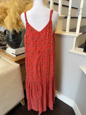 Joie Bondi Maxi Dress Tiered Sundress Flowy Lined Boho Sleeveless Size XL thumbnail 6