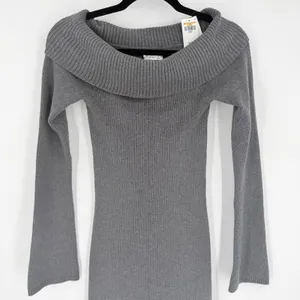Hollister Sweater Dress Women Small Gray NWT‎ Off Shoulder Ribbed Knit Coquette thumbnail 8