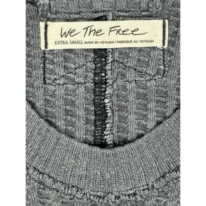 Free People We The Free New Magic Thermal‎ Top Gray XS Waffle Knit Pullover Boho thumbnail 6