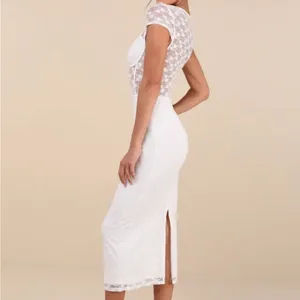 Lulu's White Sheath Midi Dress Sweetheart Neckline thumbnail 4