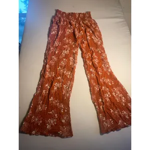 Three Dots Rust Floral Ditsy Dot Smocked High Waist Wide Leg Palazzo Pants M thumbnail 5