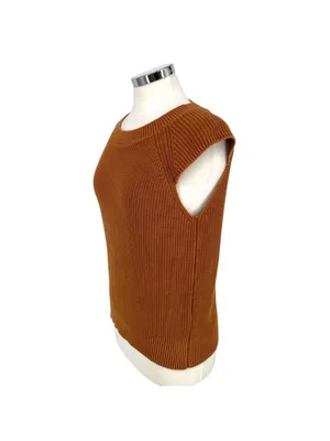 Young Fabulous and Broke Coastal Minimalist Beau Sleeveless Knit Sweater Vest Rust Brown Size Small thumbnail 5