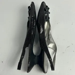 Anne Klein iFlex AK Junior Brown Snakeskin Slingback Kitten Heels Peep Toe 8.5 M thumbnail 5