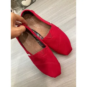 Toms Womens Alpargata Red Canvas Slip On‎ Flats thumbnail 12