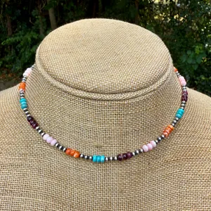 Handmade 15” Navajo Style Sterling Silver Pearls Choker thumbnail 5