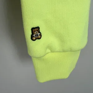 Teddy Fresh Hoodie Womens XL Highlighter‎ Neon Yellow Cropped 100% Cotton Beaded thumbnail 9