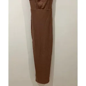 Naked Wardrobe NEW Women XS Brown Faux Bustier Ribbed Hourglass Bodycon Dress thumbnail 7