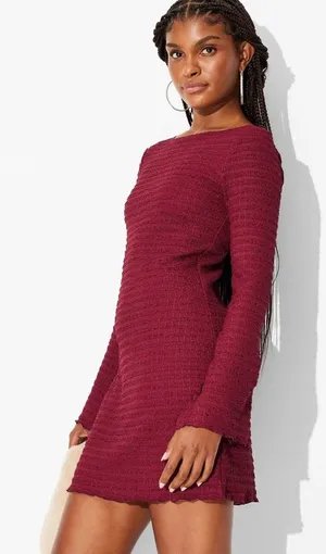 NWT Wild Fable Split Long Sleeve Mini A-Line Cranberry Size Small Dress thumbnail 1