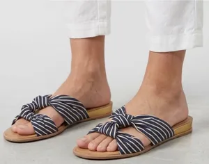 DV8 Dolce Vita Navy White Striped Knot Slide Wedge Sandals Size 9 thumbnail 1
