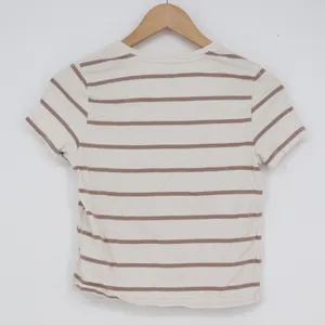 Old Navy Bestee Womens Medium Brown Cream Striped Short Sleeve Crewneck T-Shirt thumbnail 4